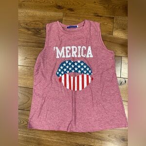 Pink Sleeveless Graphic ‘Merica Top
